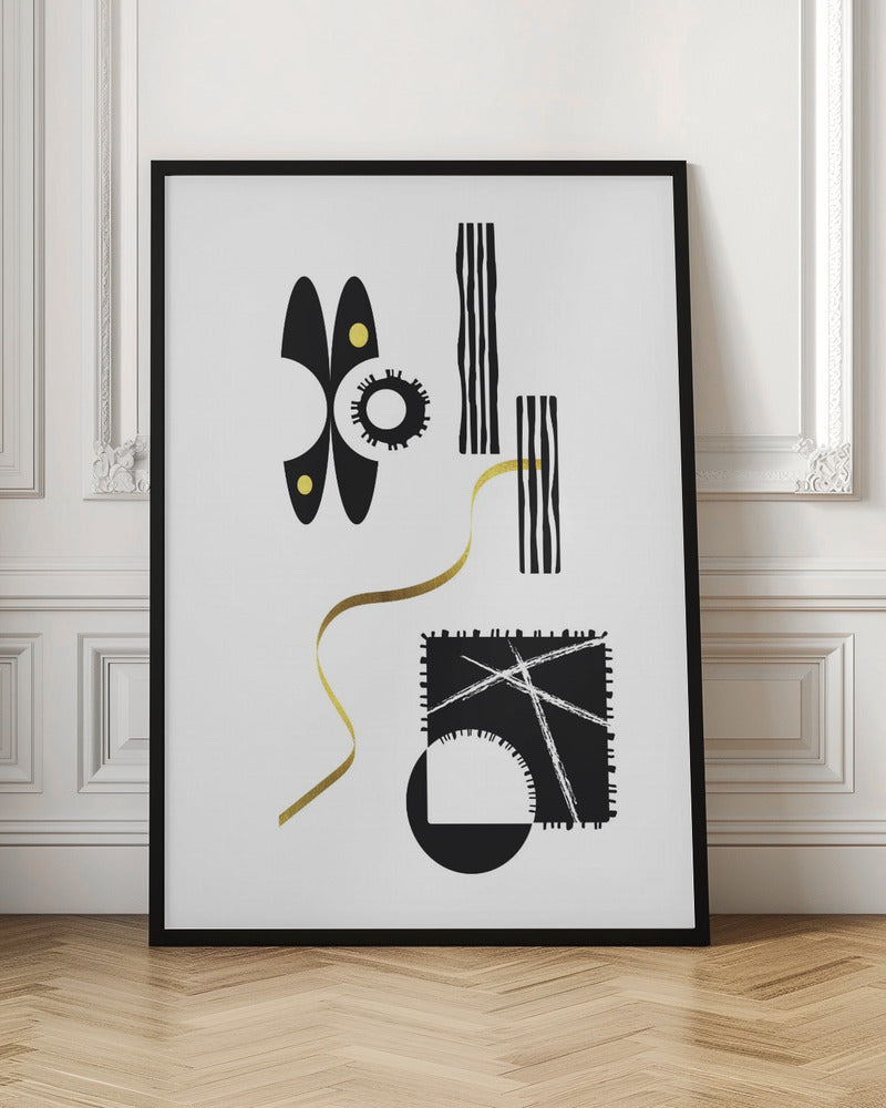 Black & White Abstract No. 3 | gold Poster